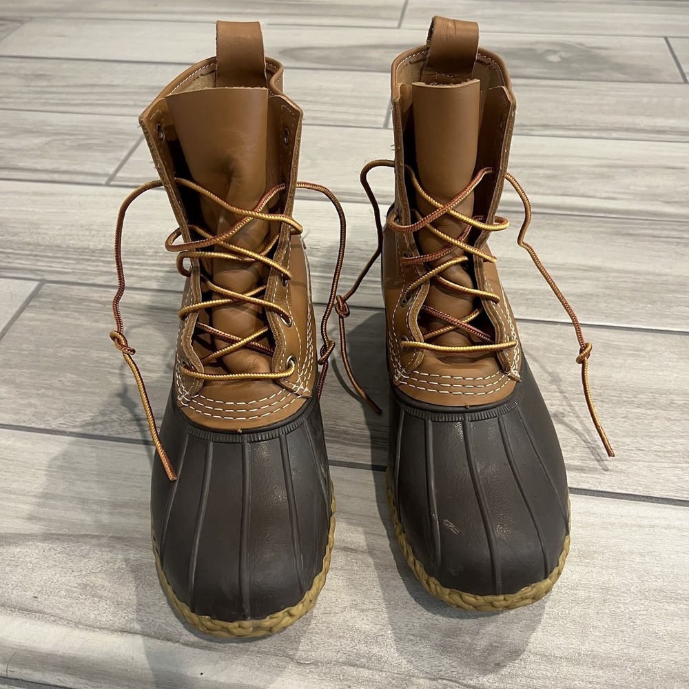 LL Bean 8 Inch Bean Boots Women Size 8 Brown Tan Excellent Waterproof Duck Boots